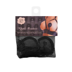 Kinky Diva Cache-Tétons Satin avec Pompon Nipple Couture Noir